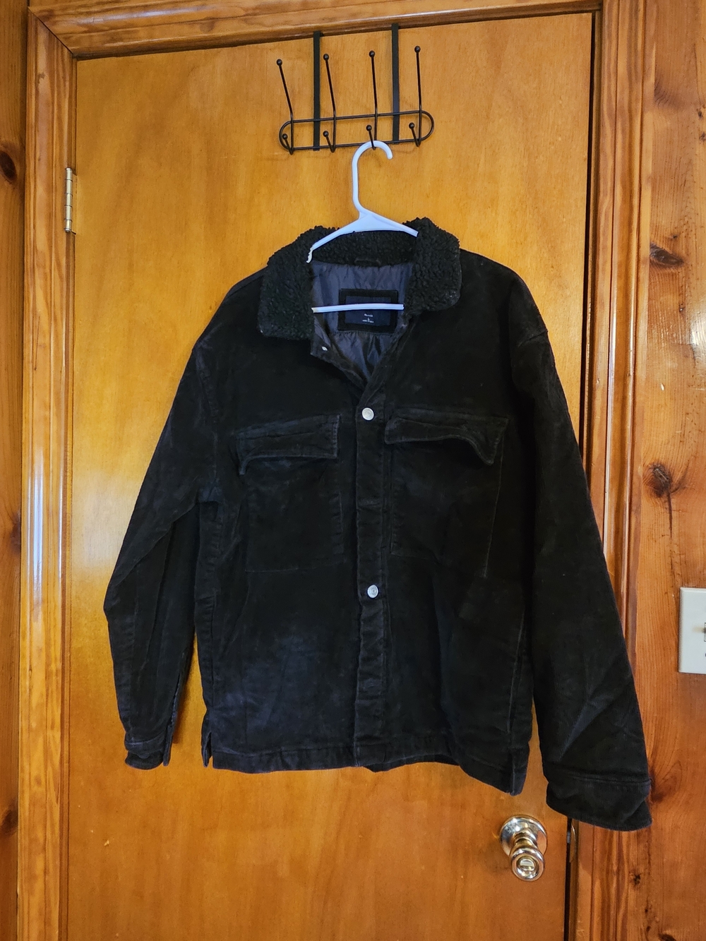 Abercrombie & Fitch Black Sherpa Collar Corduroy Jacket